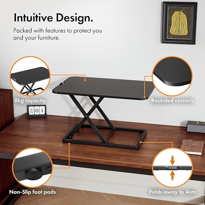 Sit Stand Desk Converter Height Adjustable X Frame Laptop Riser Home Office