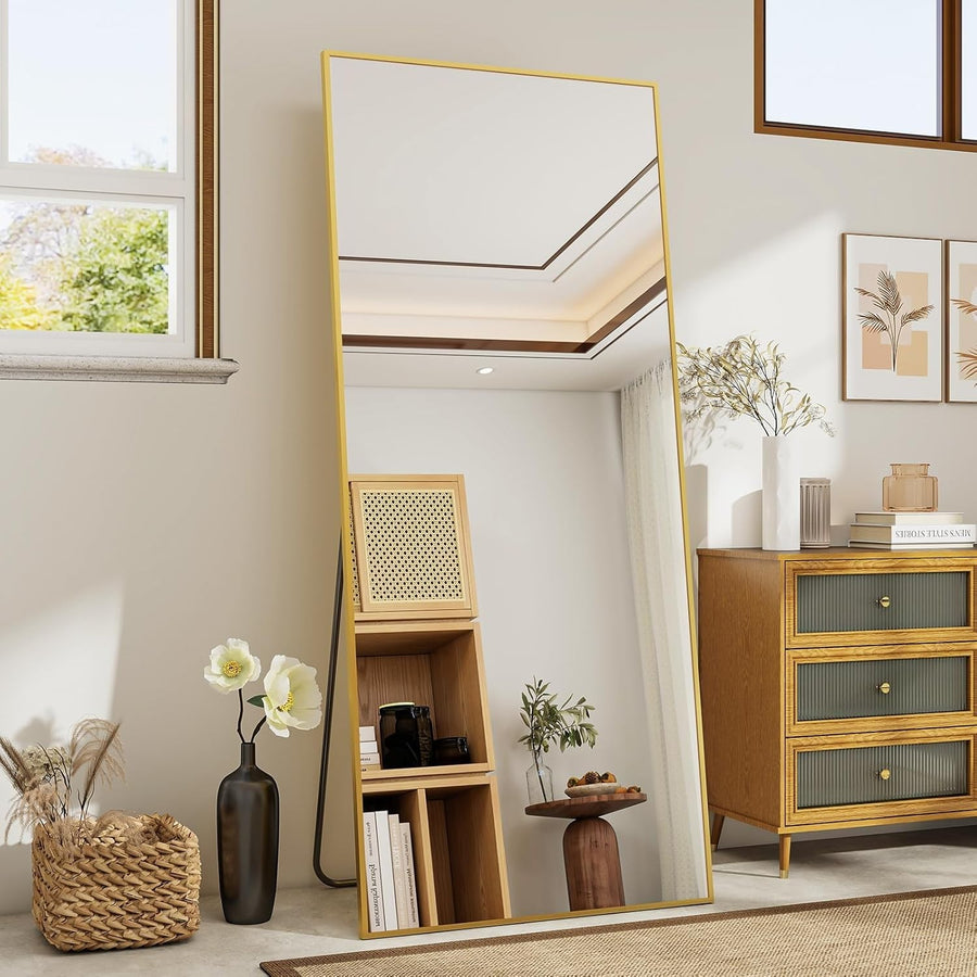Full Length Floor Mirror 60x165cm Standing Leaning Wall Mount Gold Frame