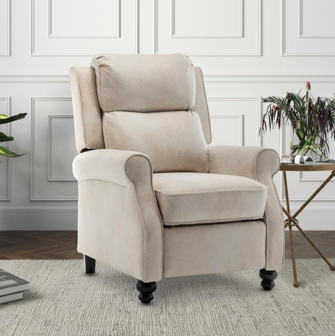 Cream Recliner Armchair Chair High Seat Faux Leather Elderly Support