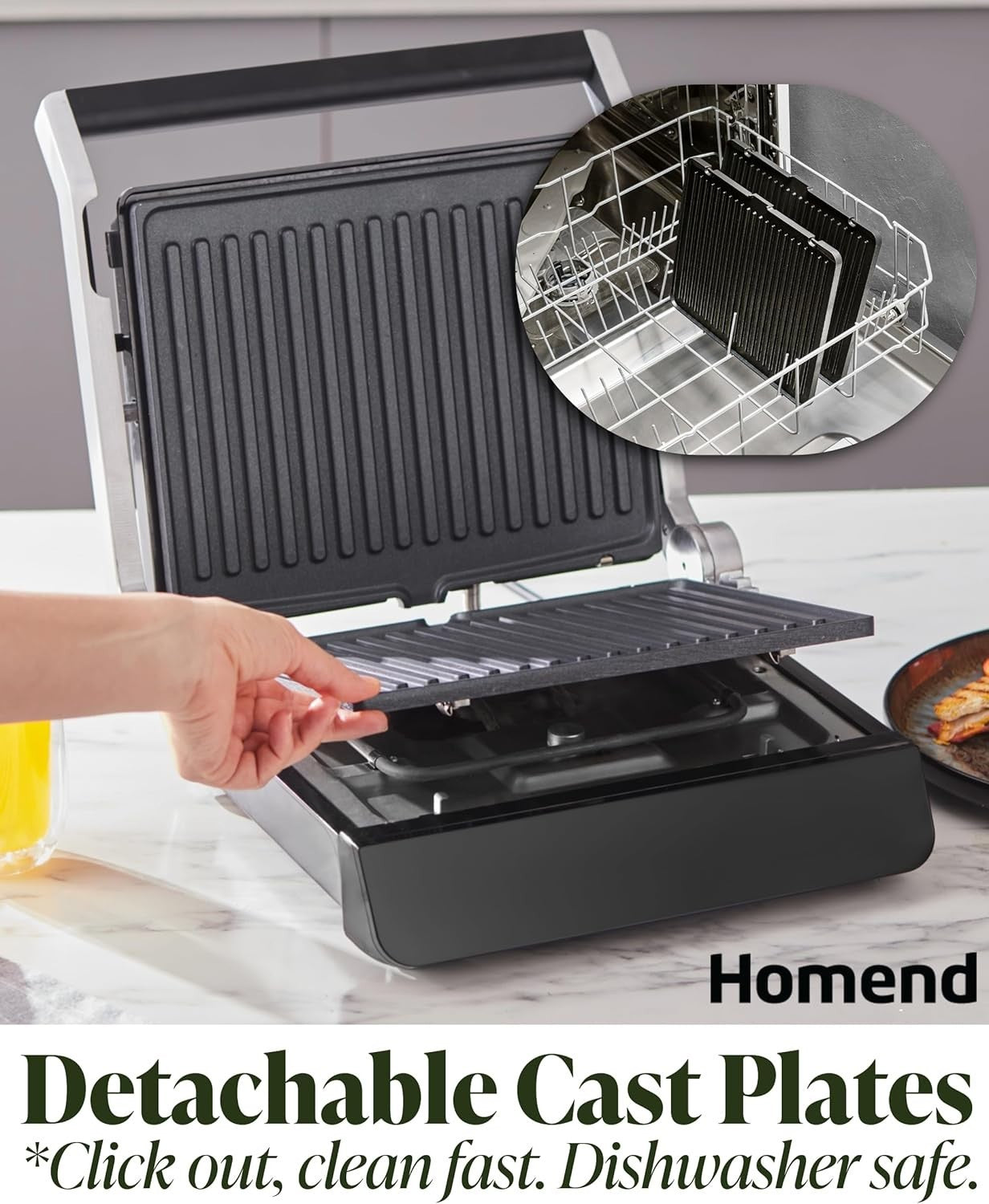 2000W Indoor Electric Grill Press | Non-Stick Plates, LED Timer, 180° Open BBQ