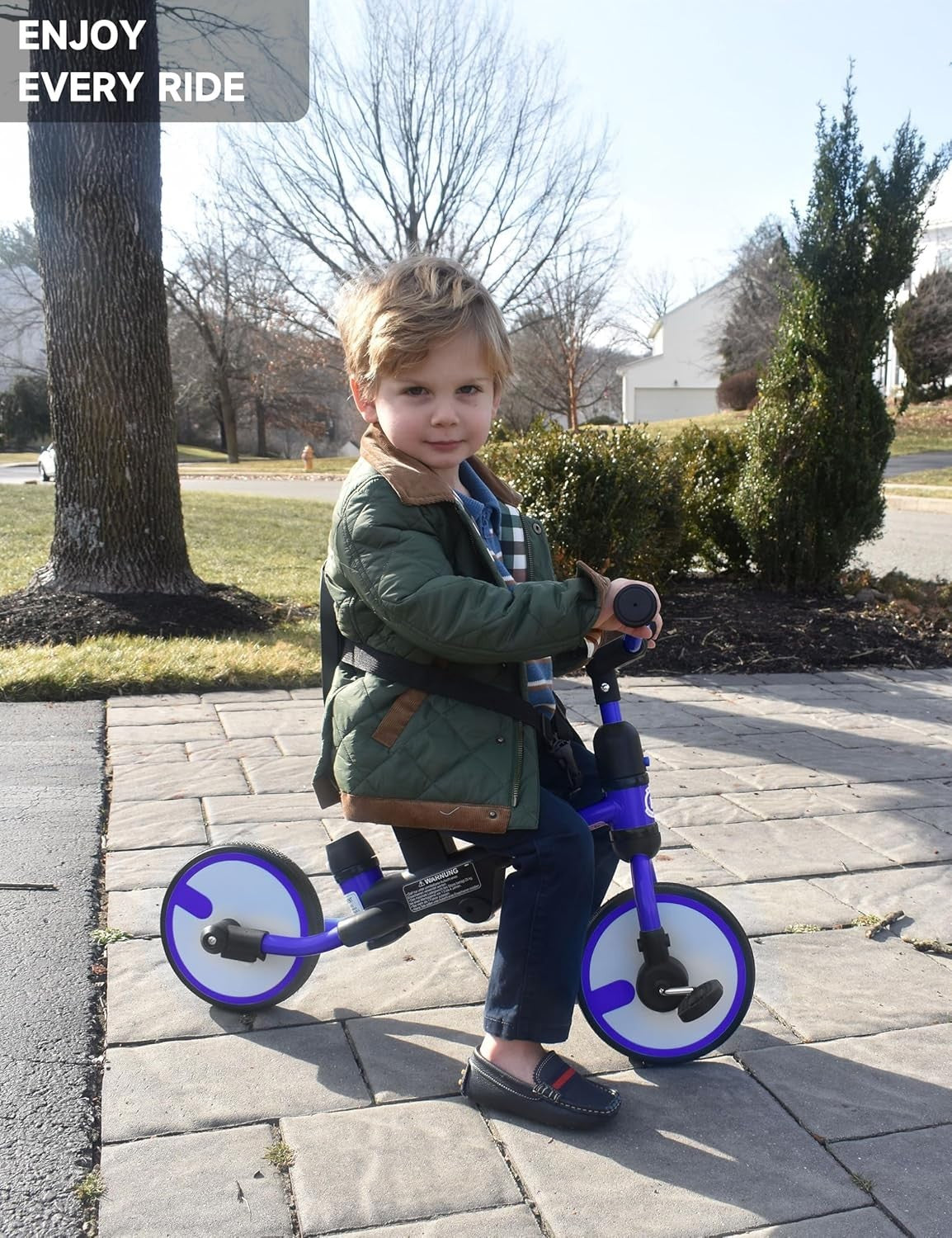 Convertible Toddler Tricycle Balance Bike Push Handle Safety Seat