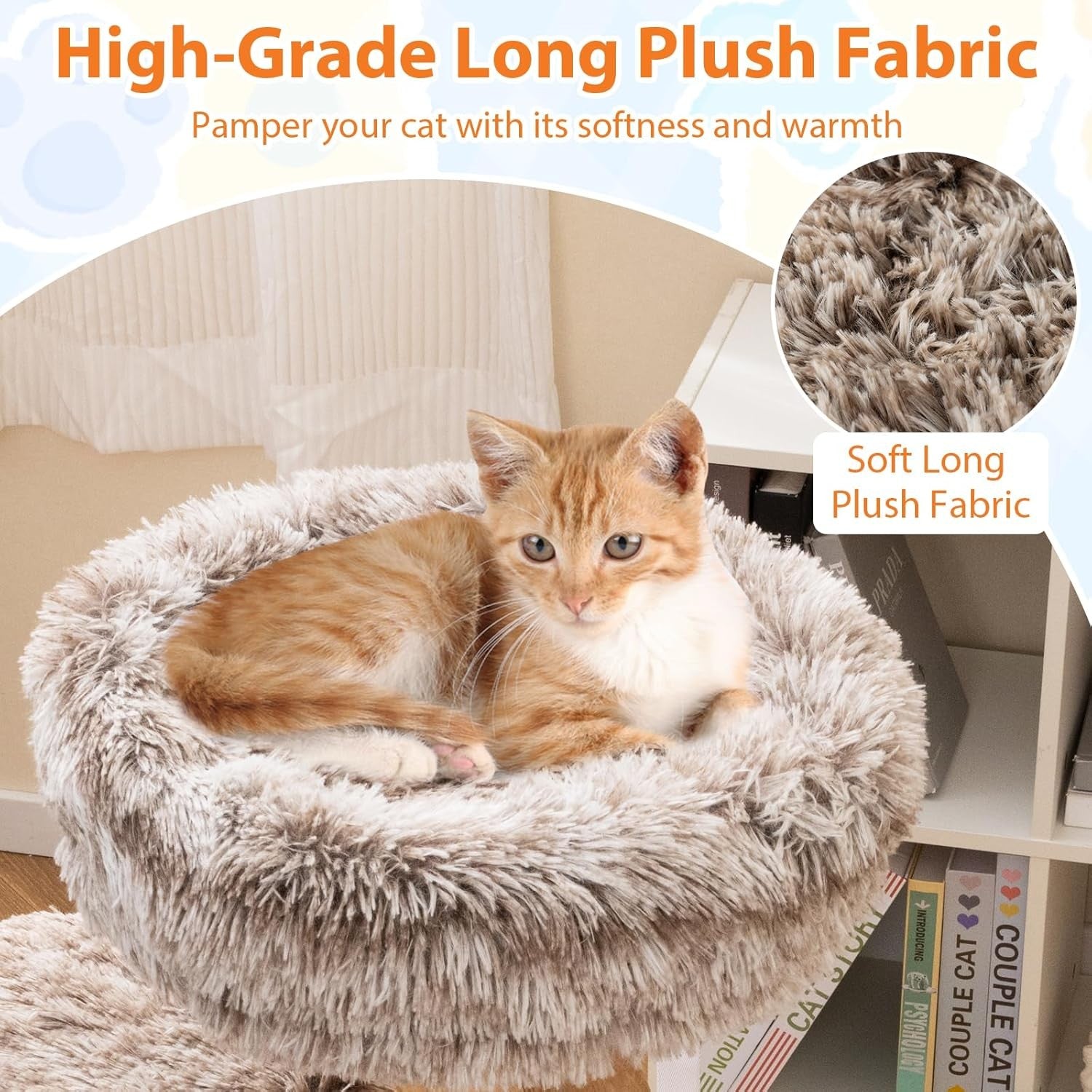 92cm Wooden Cat Tree Multi Level Tower with Plush Perch & Jute Scratching