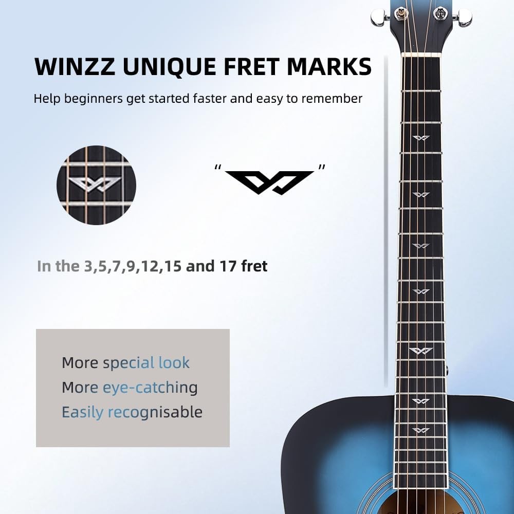 Full Size 4/4 Acoustic Guitar Starter Kit Blue Steel String