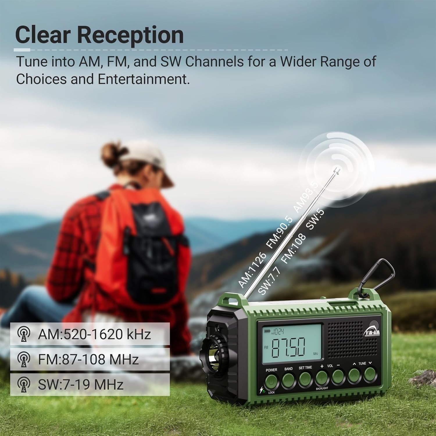 Portable Wind Up Solar Emergency Radio USB Charger AM/FM/SW Torch