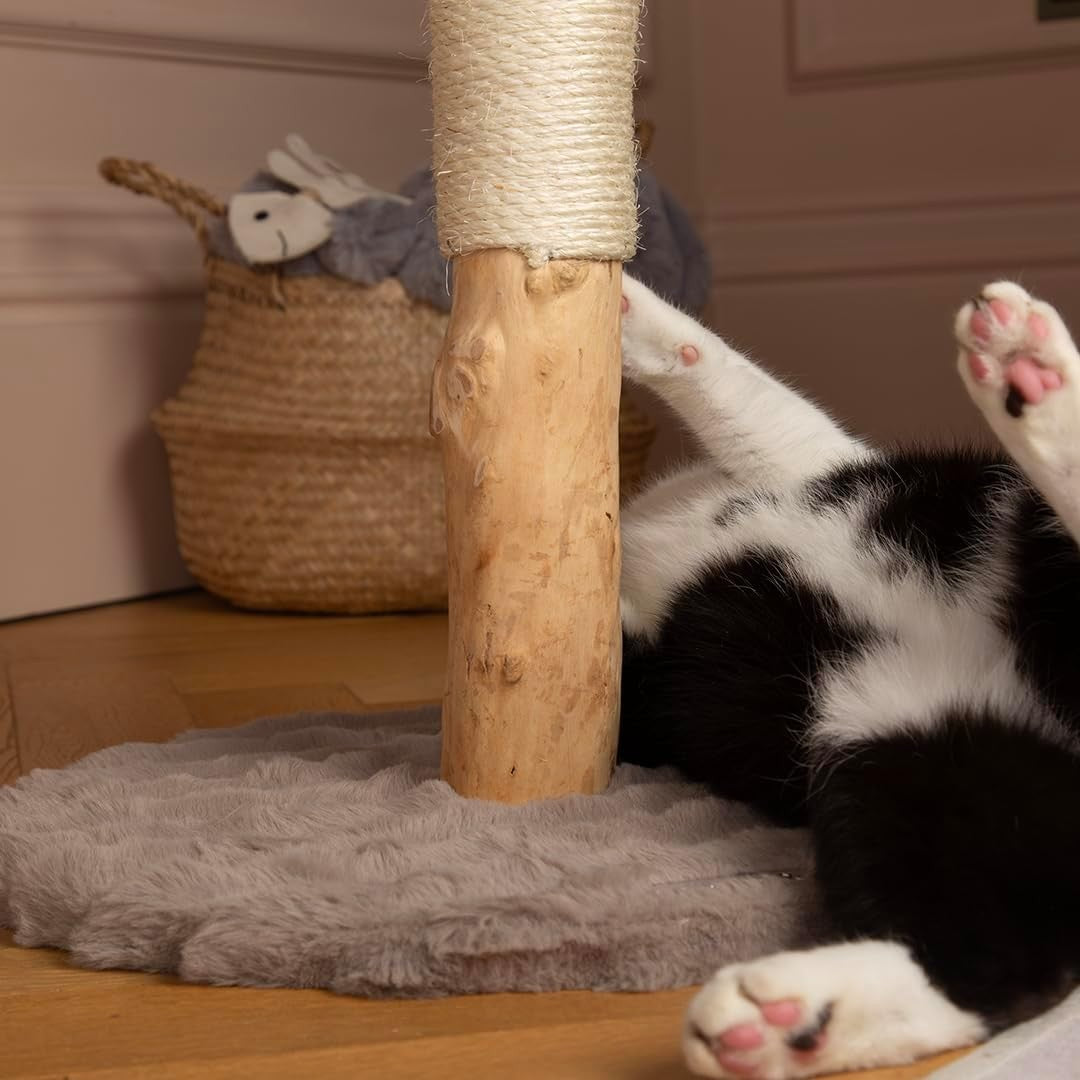 Cat Scratching Post Sisal Climbing Tower Plush Base Compact Indoor Scratcher