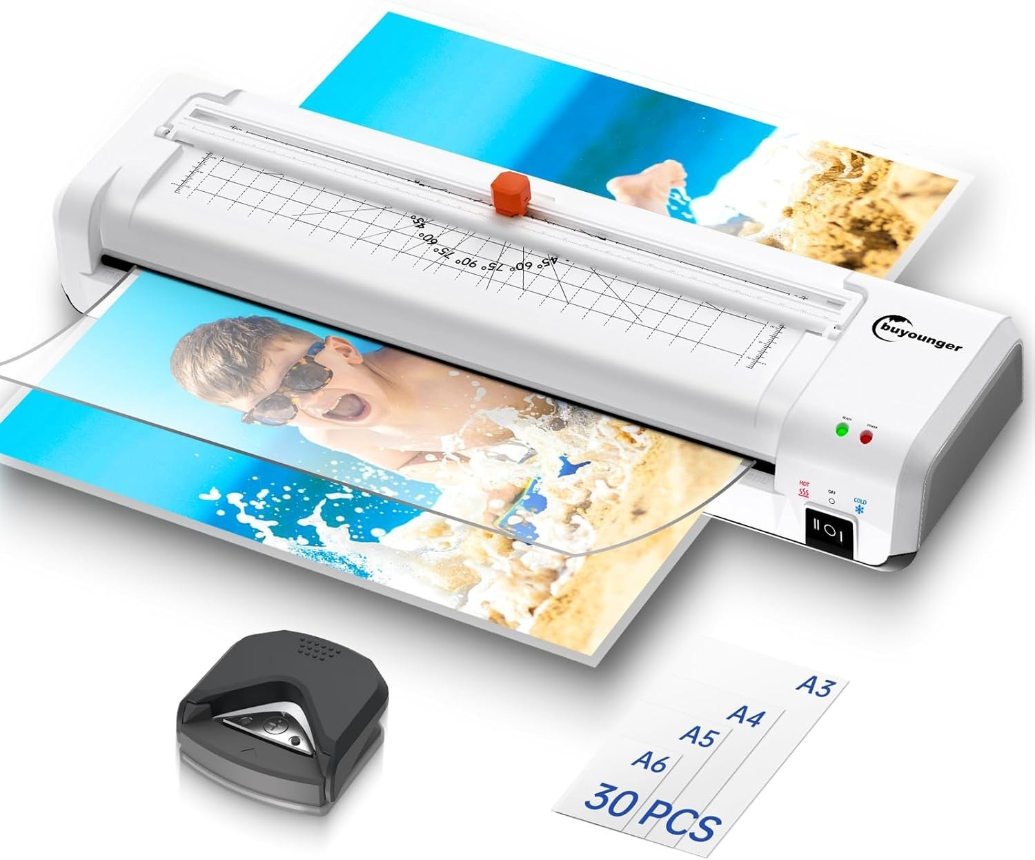 A3 Laminator Machine 90s Warm Up Hot Cold Anti Jam Cutter + 30 Pouches