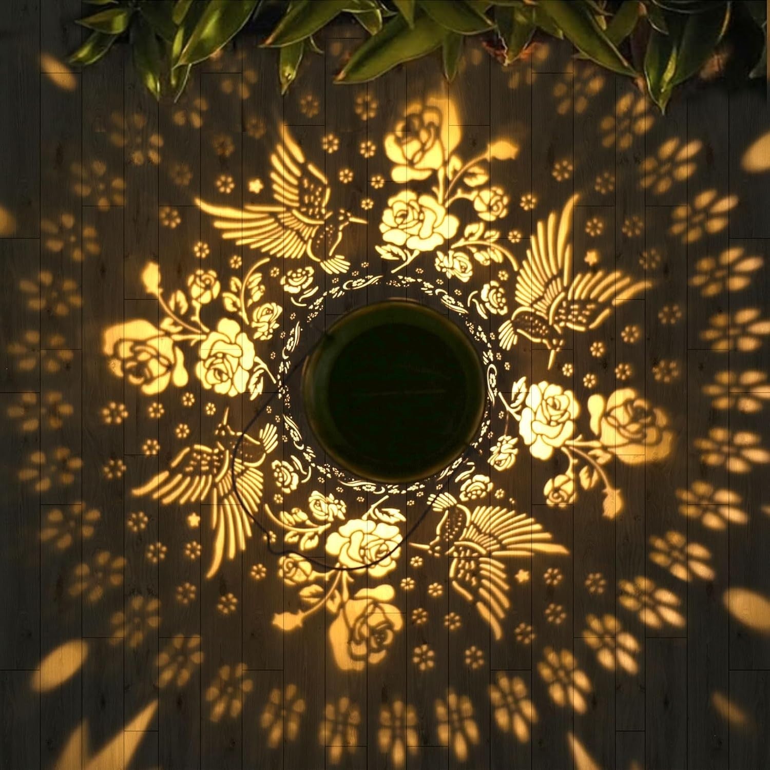2-Pack Solar Hummingbird Lanterns Bronze LED Garden Lights