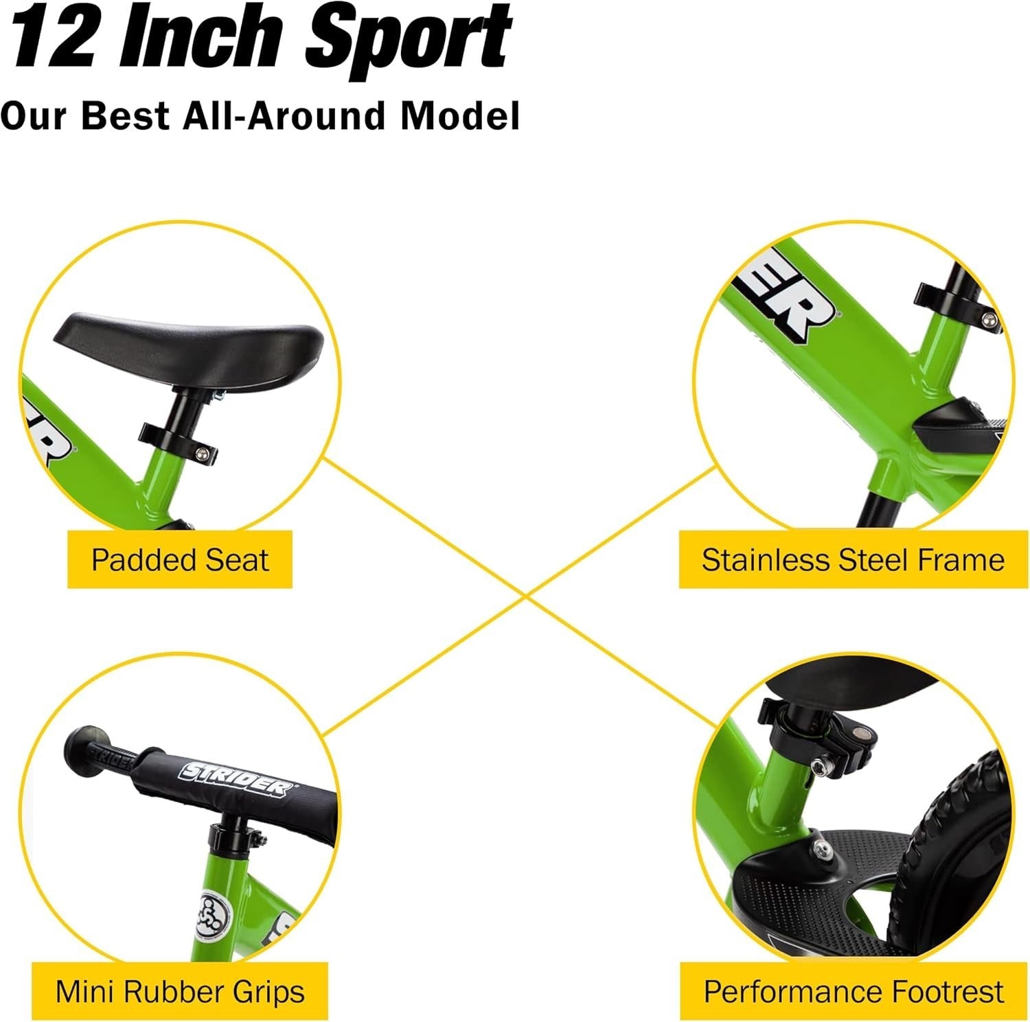 12 Inch Balance Bike Kids No Pedal Bicycle Adjustable Seat Age 1-4