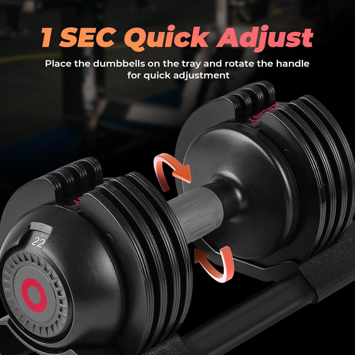 22LB / 52LB Adjustable Dumbbell Fast Dial 5-in-1 Space Saving Home Gym