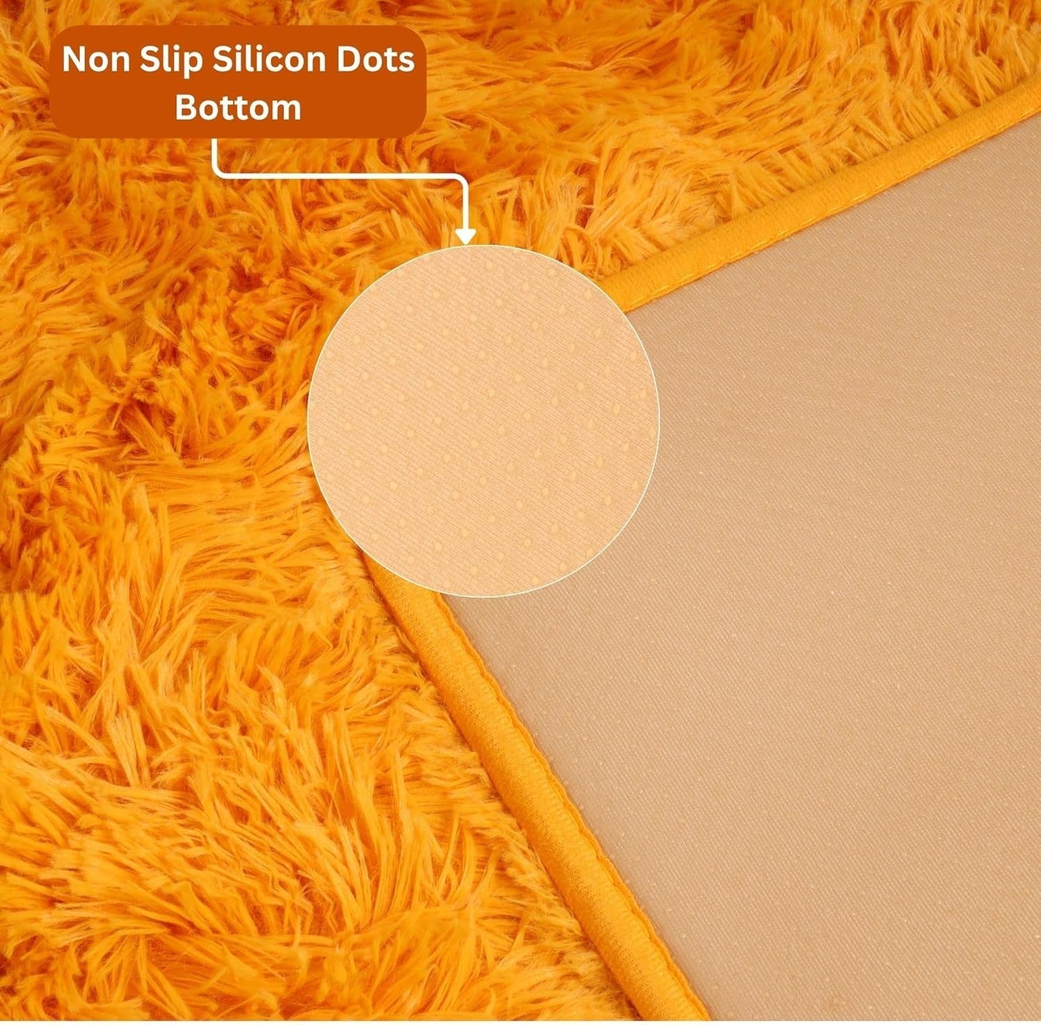 Ochre Hallway Runner Rug 80x300cm Fluffy Thick Pile Non Slip Shaggy Carpet