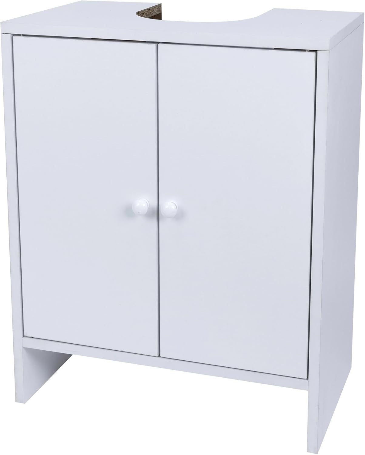 White Under Sink Bathroom Cabinet – 2 Door Freestanding Cupboard 60x30x60cm