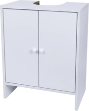 White Under Sink Bathroom Cabinet – 2 Door Freestanding Cupboard 60x30x60cm