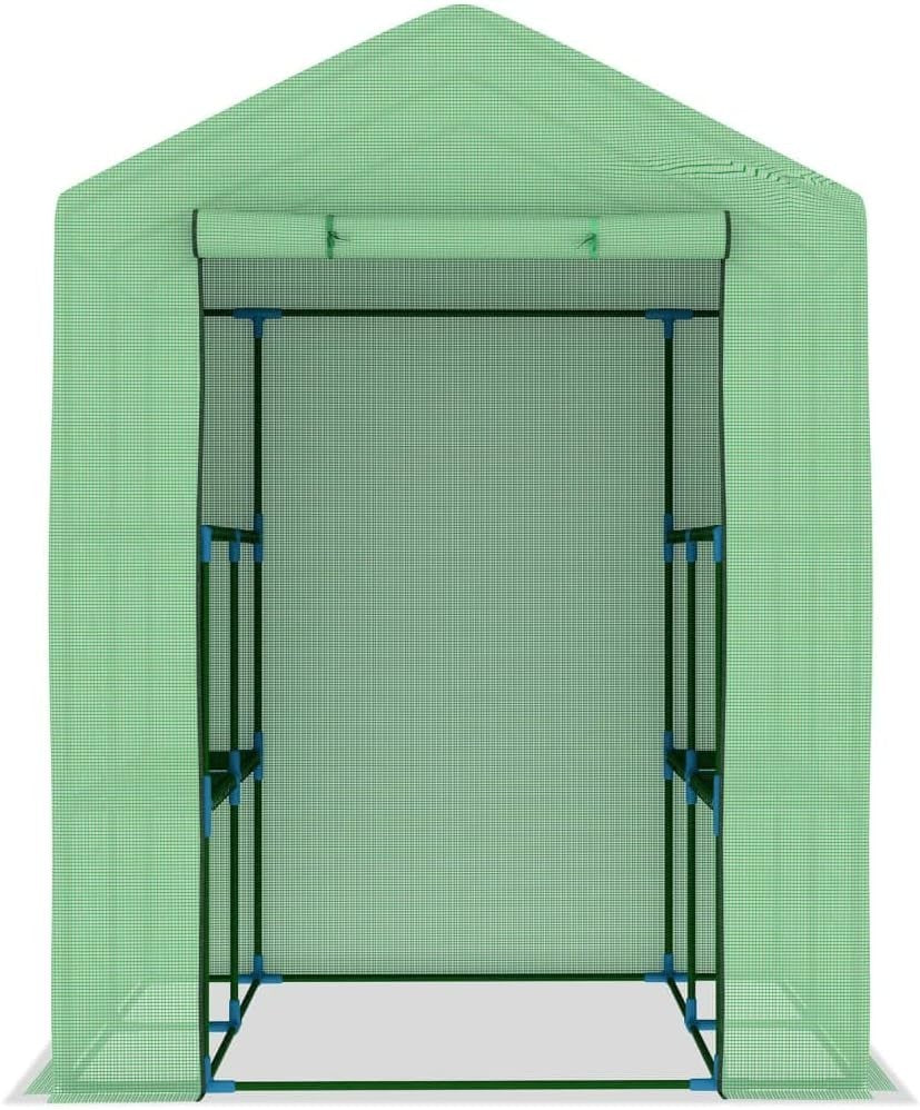 Heavy Duty Walk-In Greenhouse with Shelves | Reinforced PE Cover | Alloy Steel