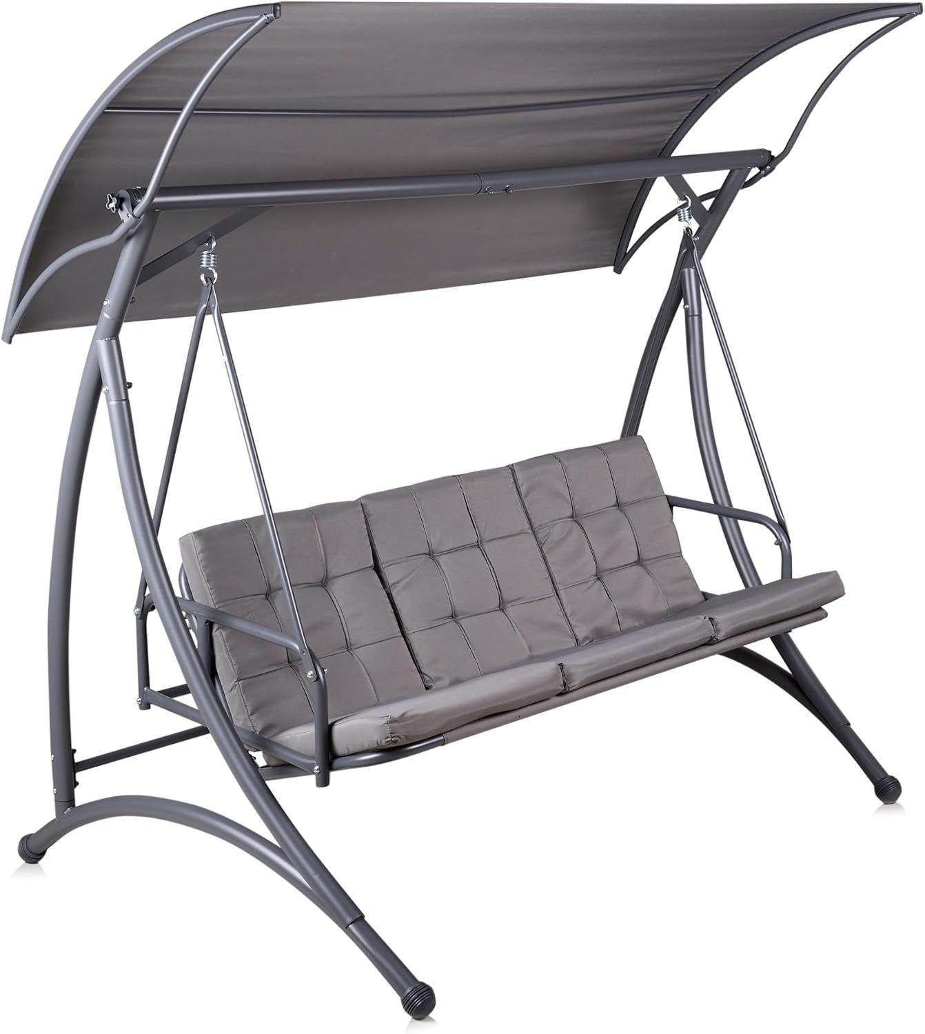 3 Seater Garden Swing Seat with Cushions Reclining Day Bed & Canopy Outdoor
