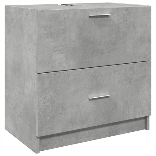 Concrete Grey Under Sink Bathroom Cabinet 59x37x59cm Modern Vanity Storage
