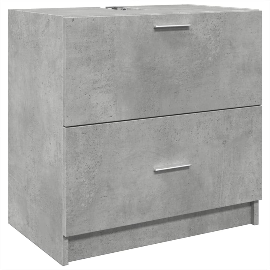 Concrete Grey Under Sink Bathroom Cabinet 59x37x59cm Modern Vanity Storage