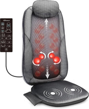 Heated Shiatsu Back Massager Chair Pad Deep Kneading for Pain Relief