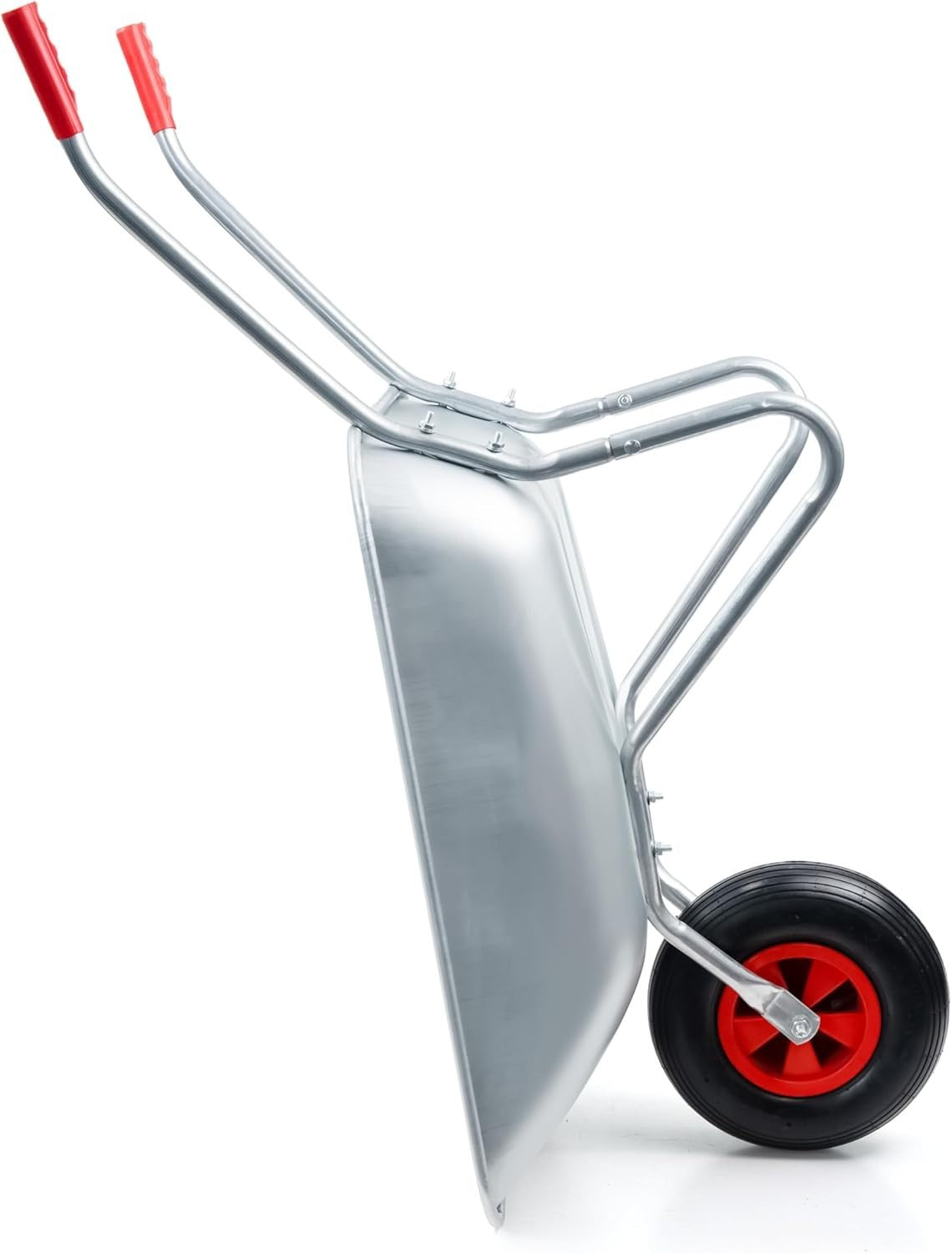 65L Galvanised Wheelbarrow – Pneumatic Tyre Heavy Duty Steel Cart for 100kg