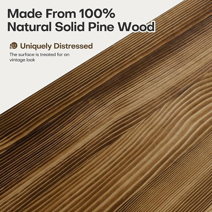 Rustic Wall Mounted Coat Rack 58cm | Wooden Shelf with 6 Metal Hooks for Coats