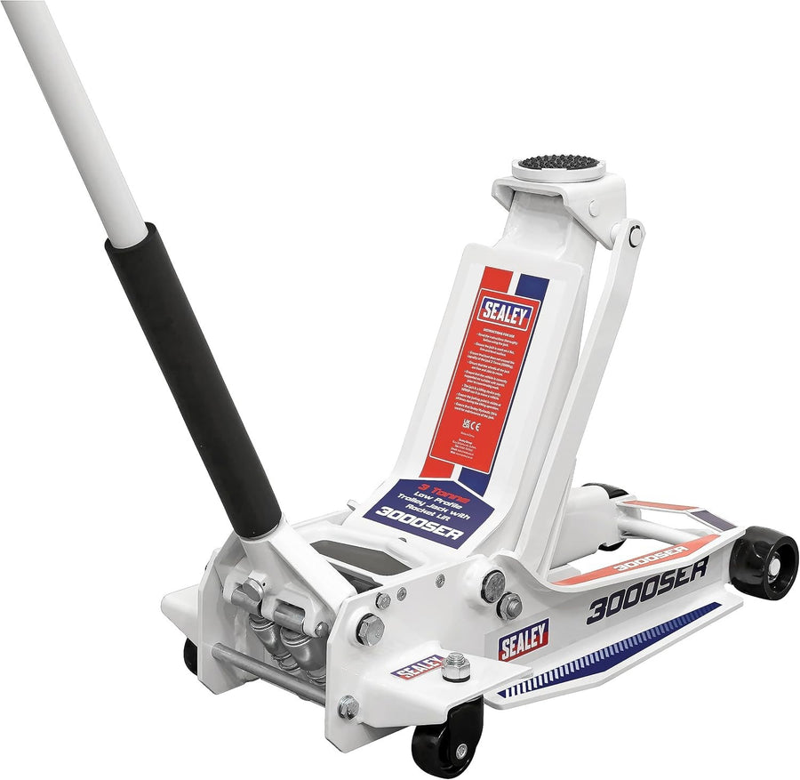 3 Ton Low Profile Long Reach Trolley Jack Twin Piston Rocket Lift 100–535mm