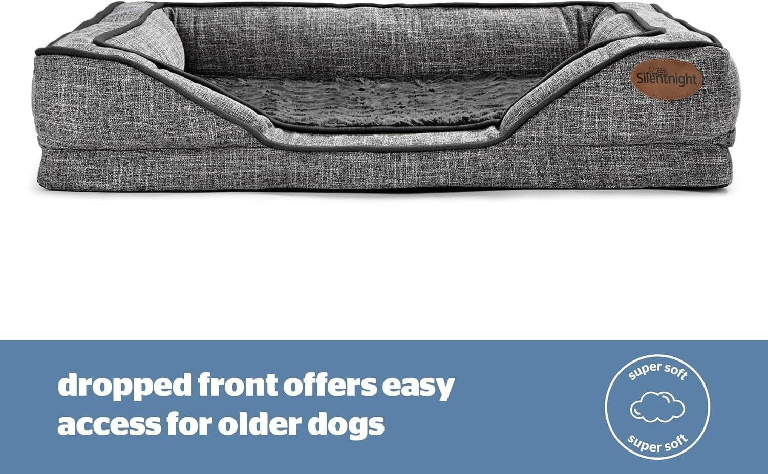 Medium Orthopedic Dog Bed 80x59cm Washable Non Slip Grey