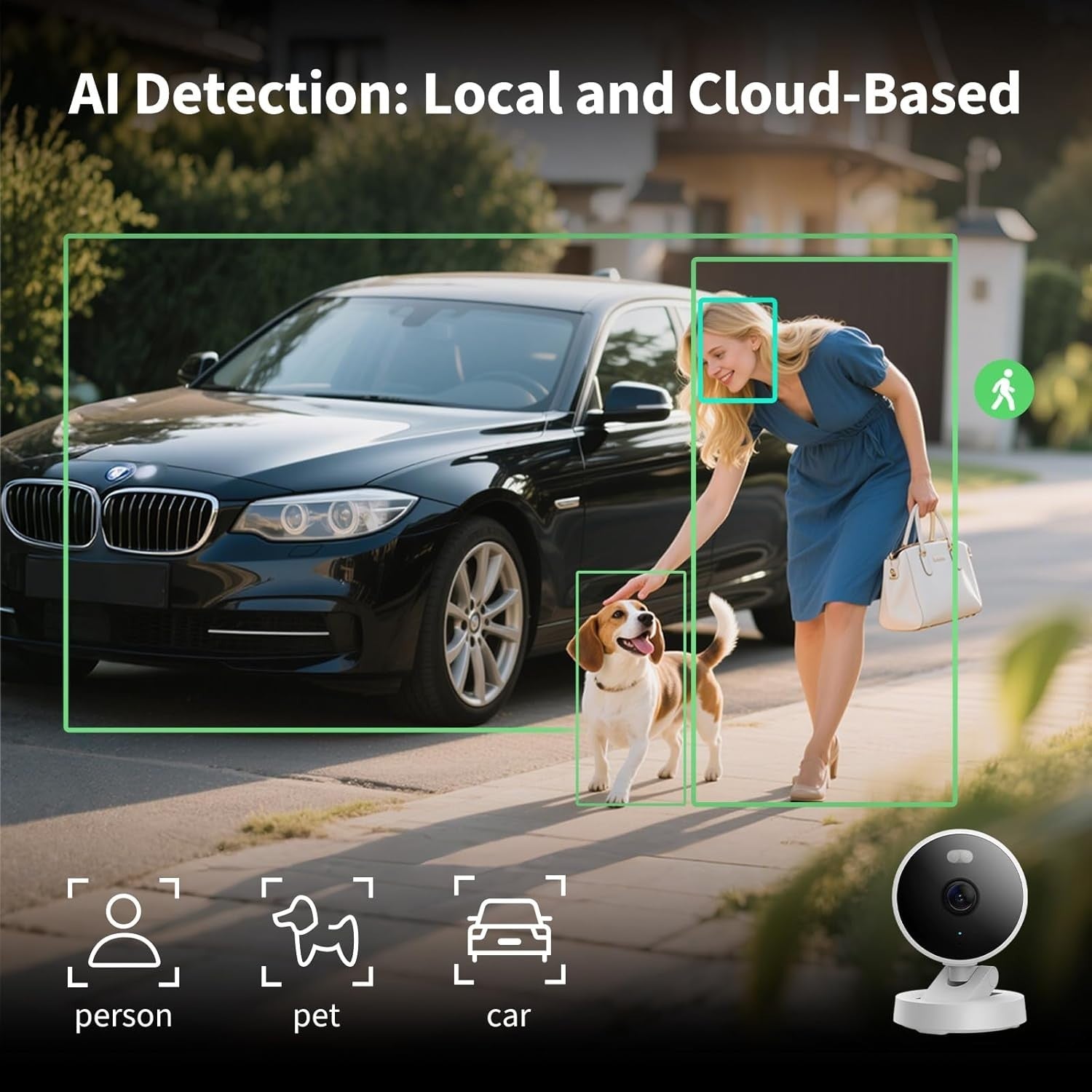 2K Indoor Outdoor Security Camera WiFi 6 AI Detection Night Vision