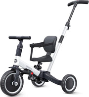 5 in 1 Toddler Tricycle Push Trike Balance Bike Parent Handle White