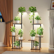5 Tier Metal Plant Stand with Grow Lights Indoor Corner Shelf Set of 2, 100cm Ta
