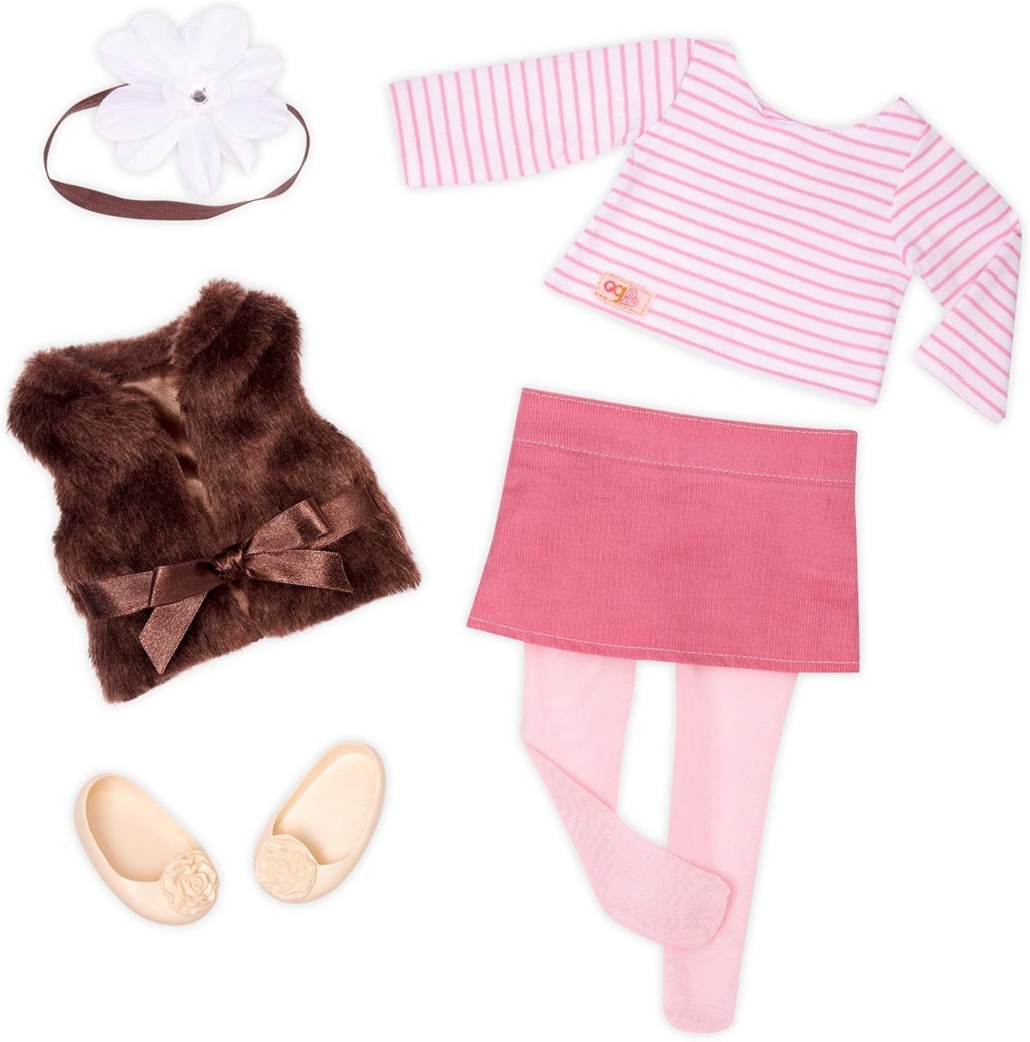 18” Fashion Doll Brunette Hair Brown Eyes Faux Fur Outfit Playset