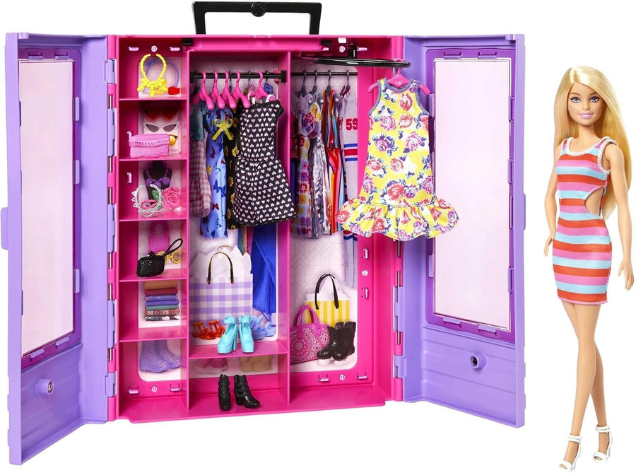 Portable Doll Closet Playset with Fashion Doll Clothes Shoes Accessories