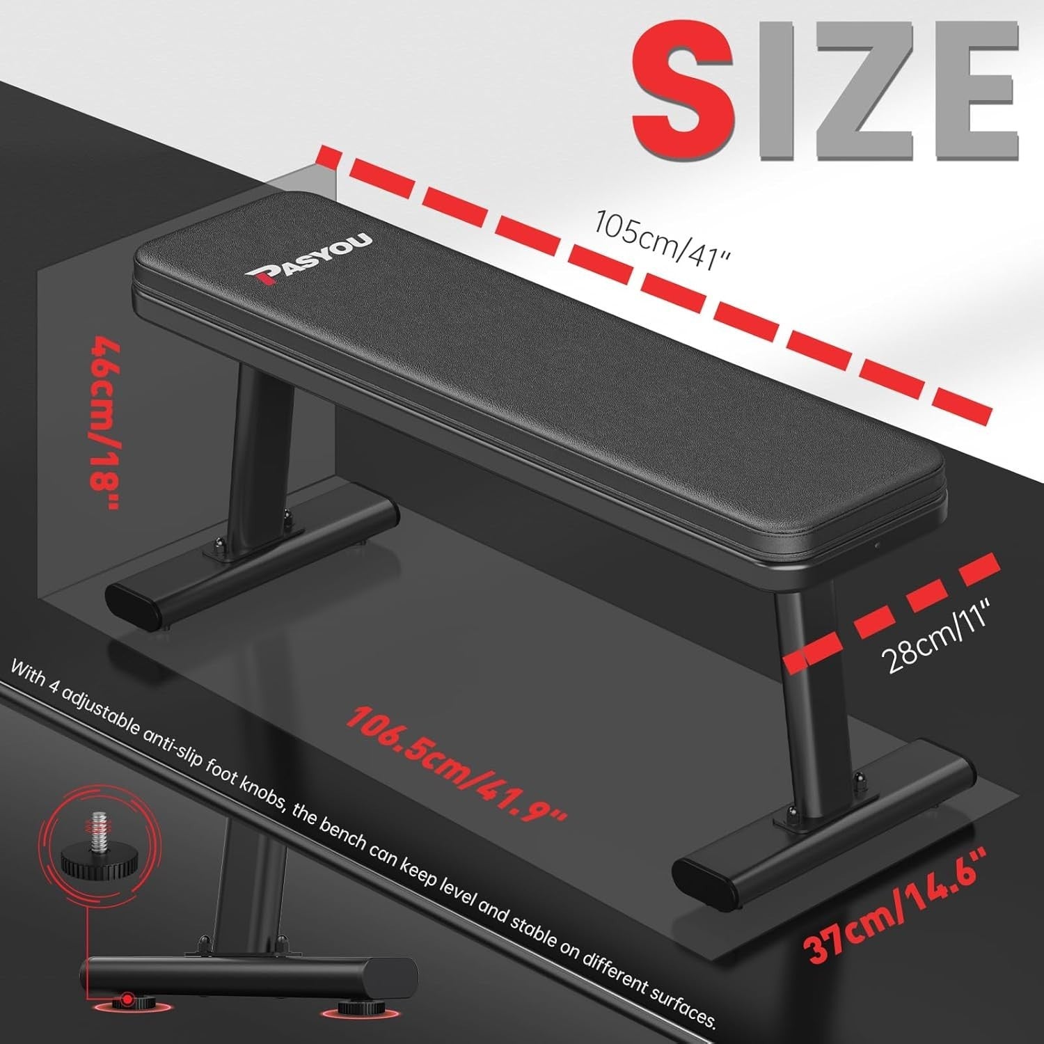 Heavy Duty Flat Weight Bench 660kg Load 90mm Pad Home Gym Press