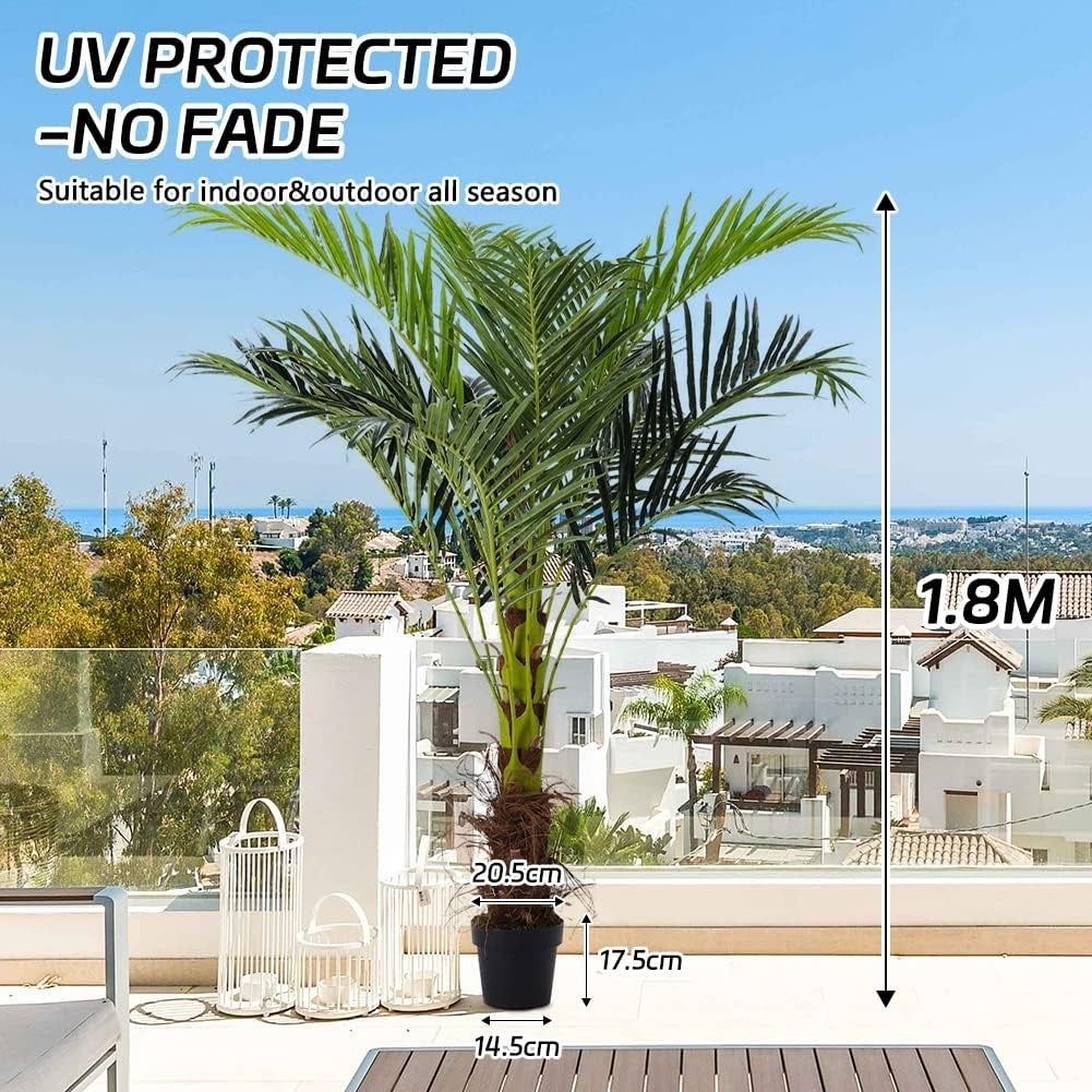 180cm Artificial Areca Palm Tree in Pot Tall Tropical Indoor Outdoor Decoration