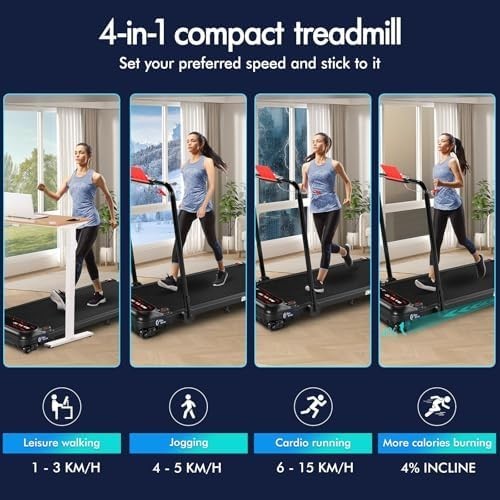 4-in-1 Foldable Walking Treadmill 3HP Incline Home Office Gym Pad