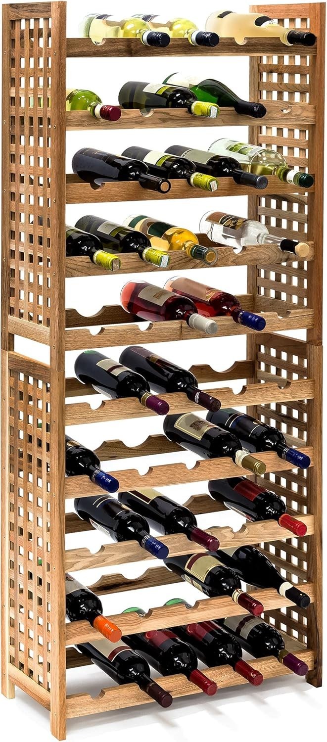 25 Bottle Wooden Wine Rack 5 Tier Rustic Freestanding Storage Shelf Walnut