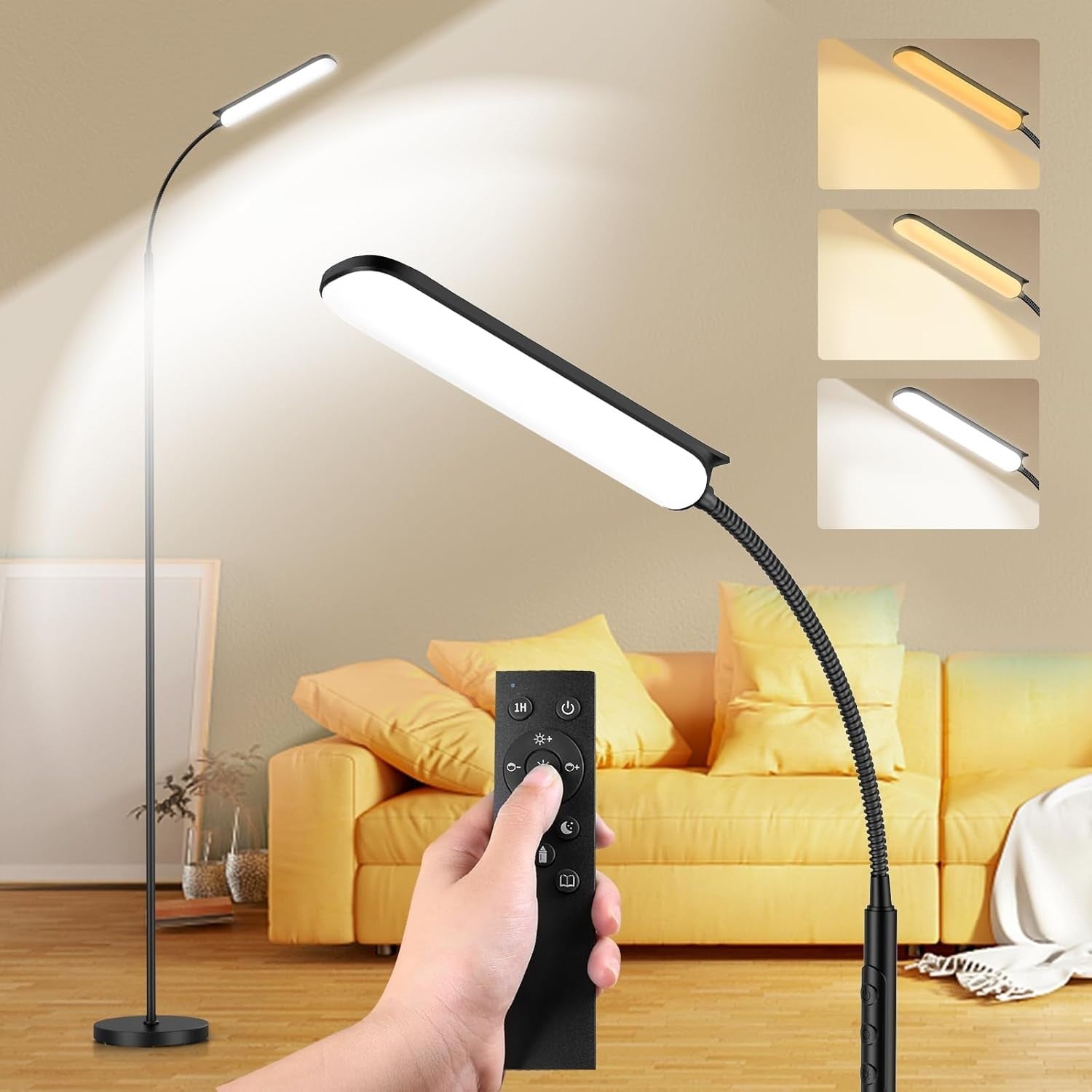 Dimmable LED Floor Lamp Remote Touch Control Reading Light 1800LM 18W