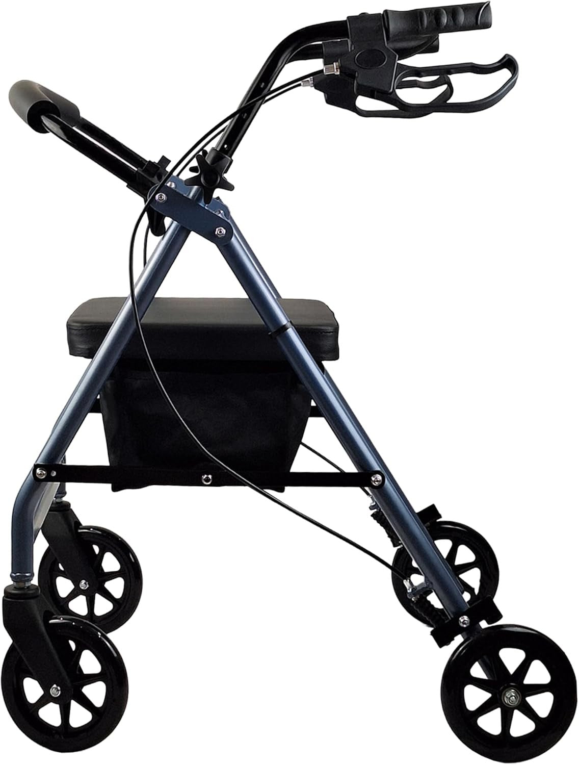 Lightweight 4 Wheel Rollator Walker with Seat Backrest Folding Adjustable