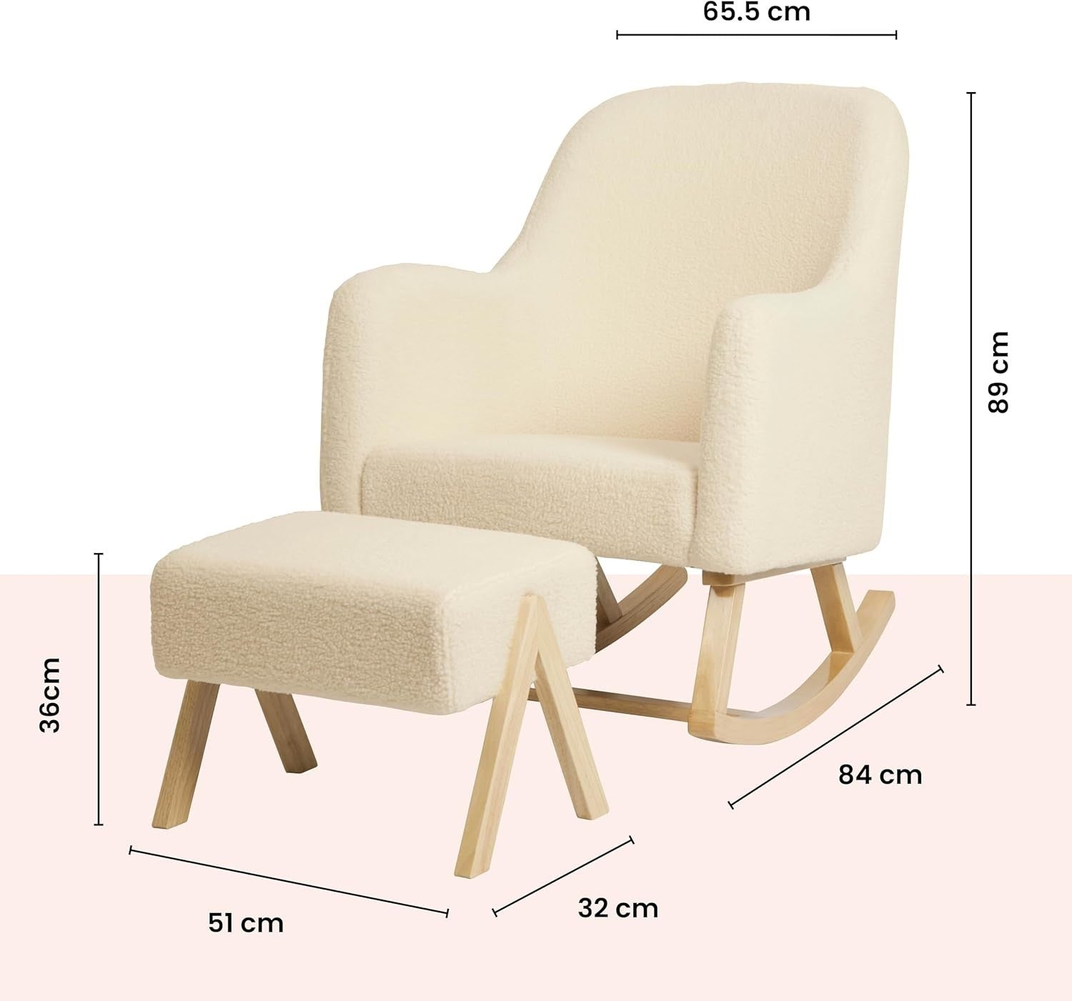 Cozy Nursery Rocking Chair with Footstool Fleece Fabric High Back Support