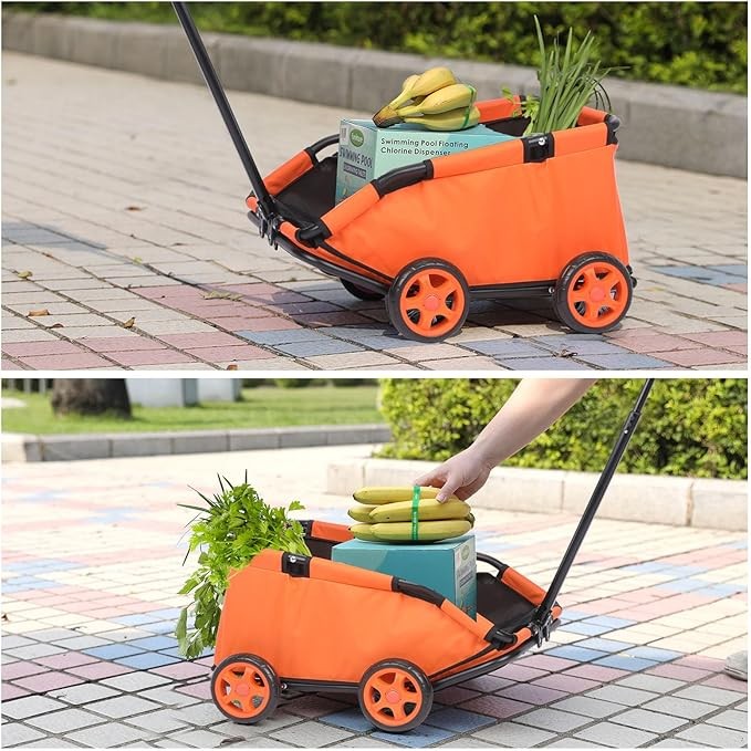 Dog Stroller Foldable Pet Wagon Pull Handle Wheels Travel Carrier