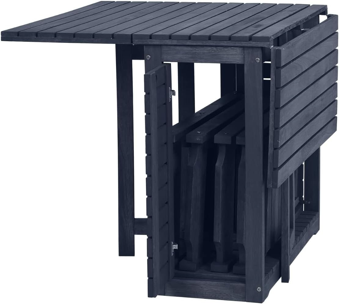 Folding Drop Leaf Dining Set Space Saving Table with 4 Chairs Indoor Outdoor