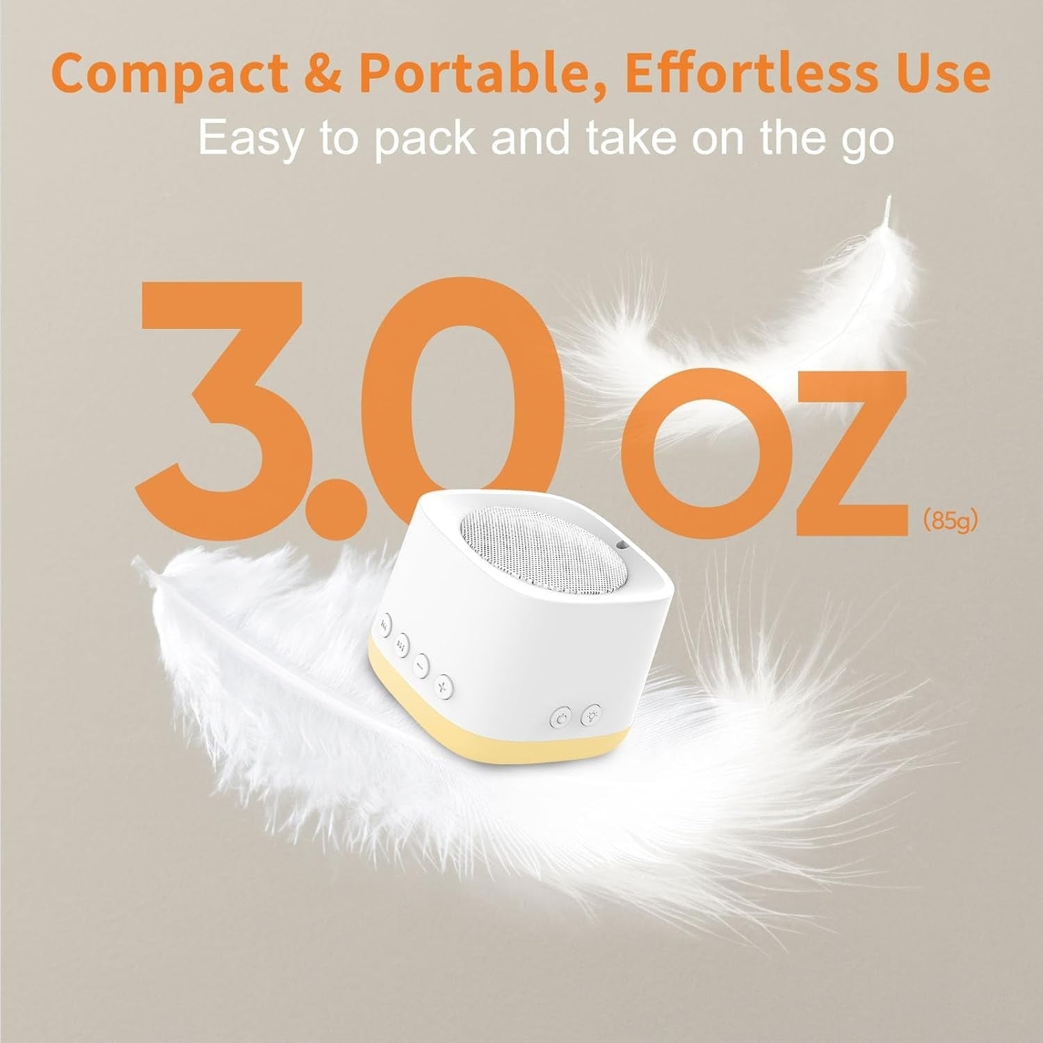 Portable Travel White Noise Sound Machine with Night Light & Timer