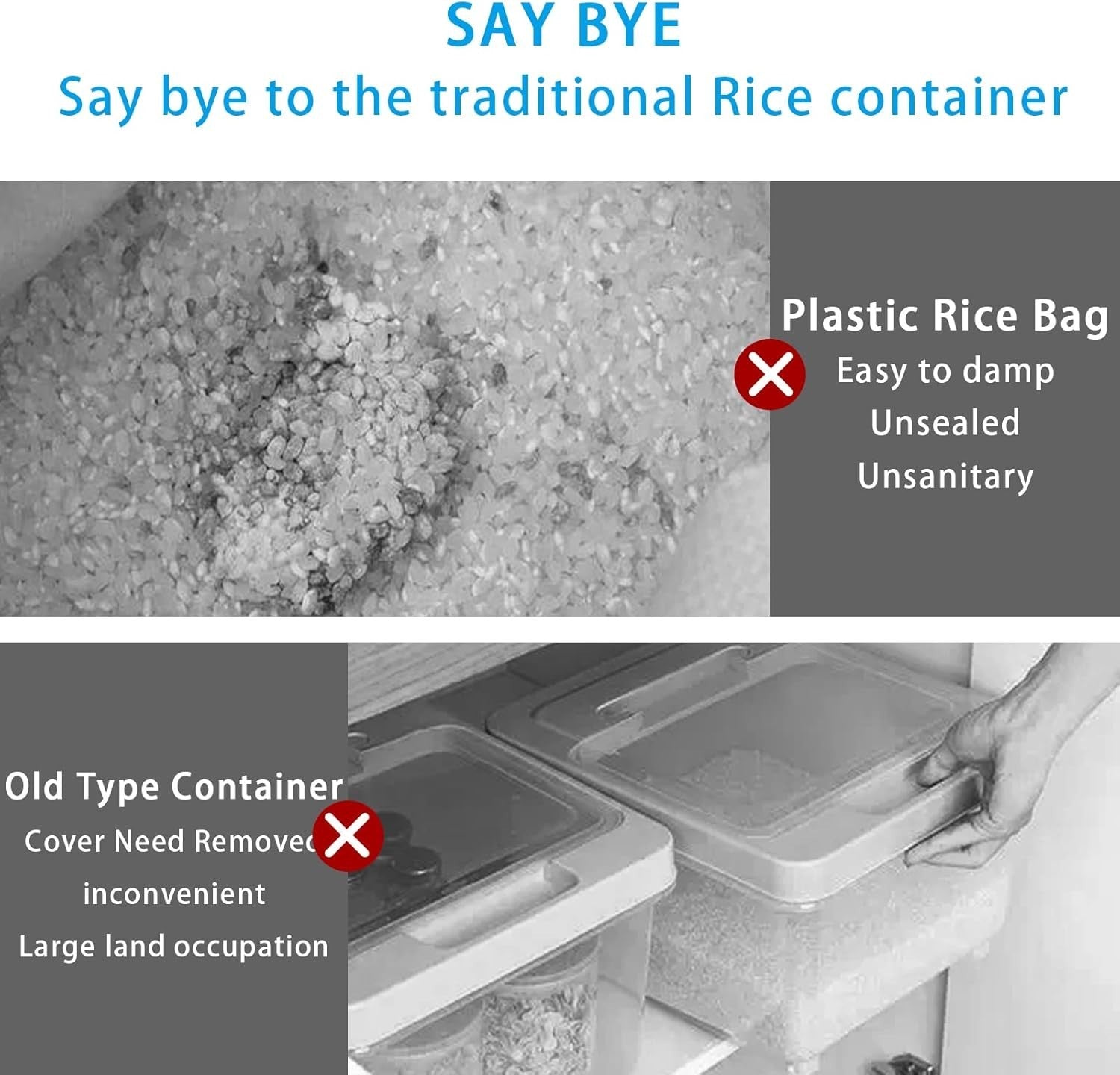 10KG Rice Dispenser Sealed Grain Storage Container with Measuring Bowl