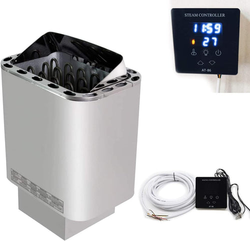 Electric Sauna Heater 3–9KW Stainless Steel Wet Dry Stove w/ Digital Controller