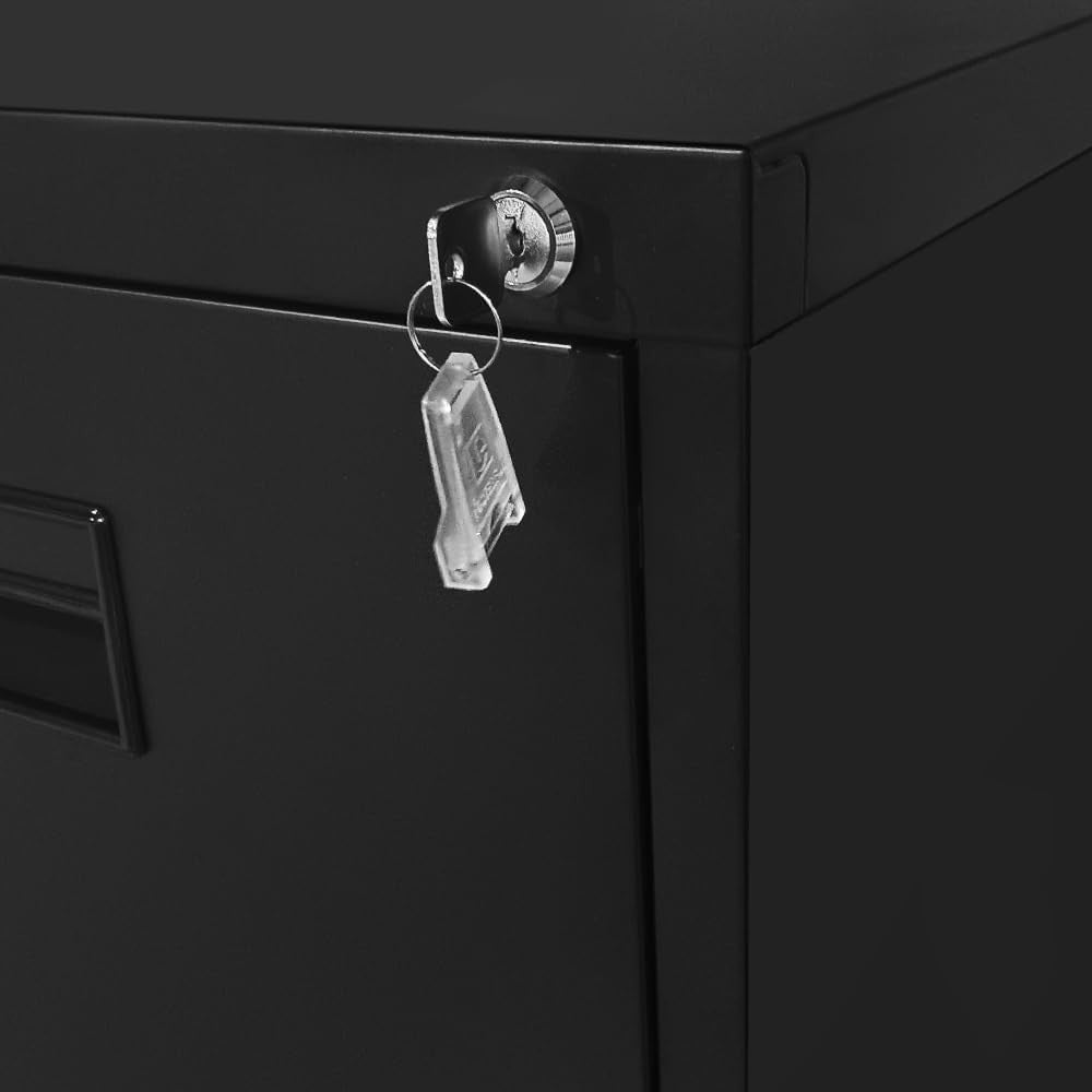 Black Metal Filing Cabinet 4 Drawer Lockable Heavy Duty Office Storage