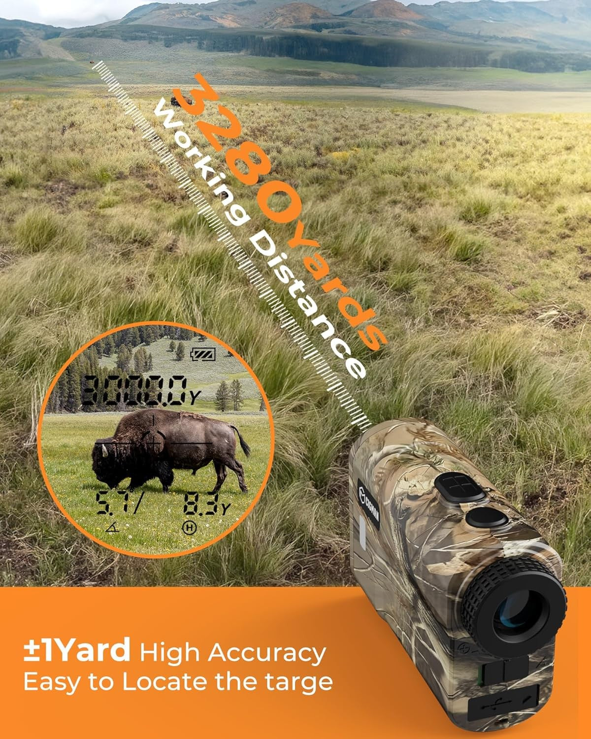 Golf Range Finder 3000 Yards Slope Flag Lock Vibration USB Rechargeable