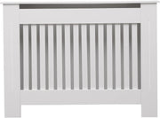 White Radiator Cover Medium MDF Wood Vertical Slat Cabinet Shelf 112cm Modern
