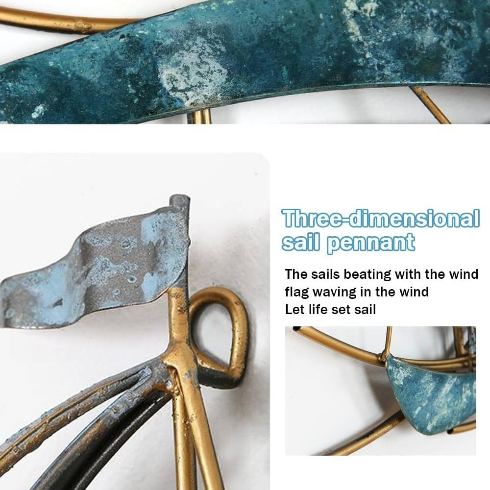 3D Sailboat Metal Wall Art Coastal Ship Wall Decor Sculpture