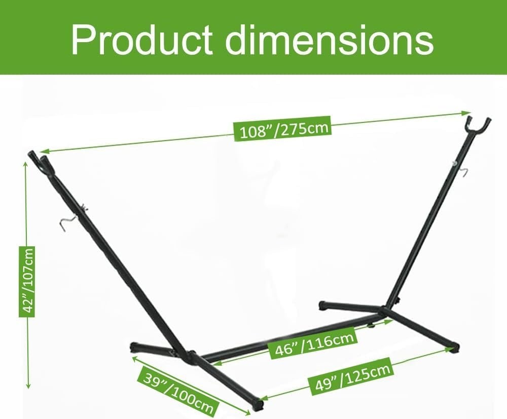 9ft Double Hammock with Stand | 2 Person 550lb Capacity | Indoor Outdoor