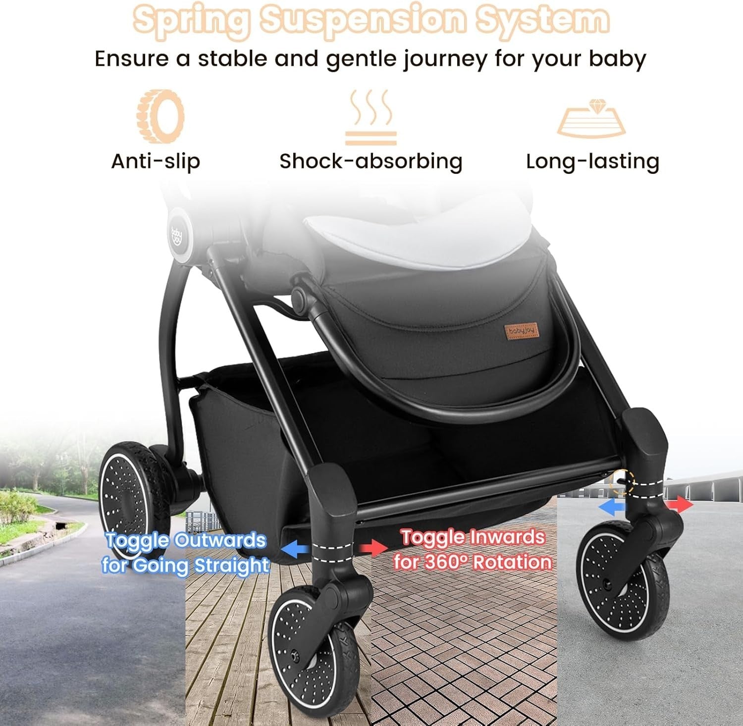 Foldable Baby Pushchair Reversible Seat Recline Adjustable Canopy 0-36M