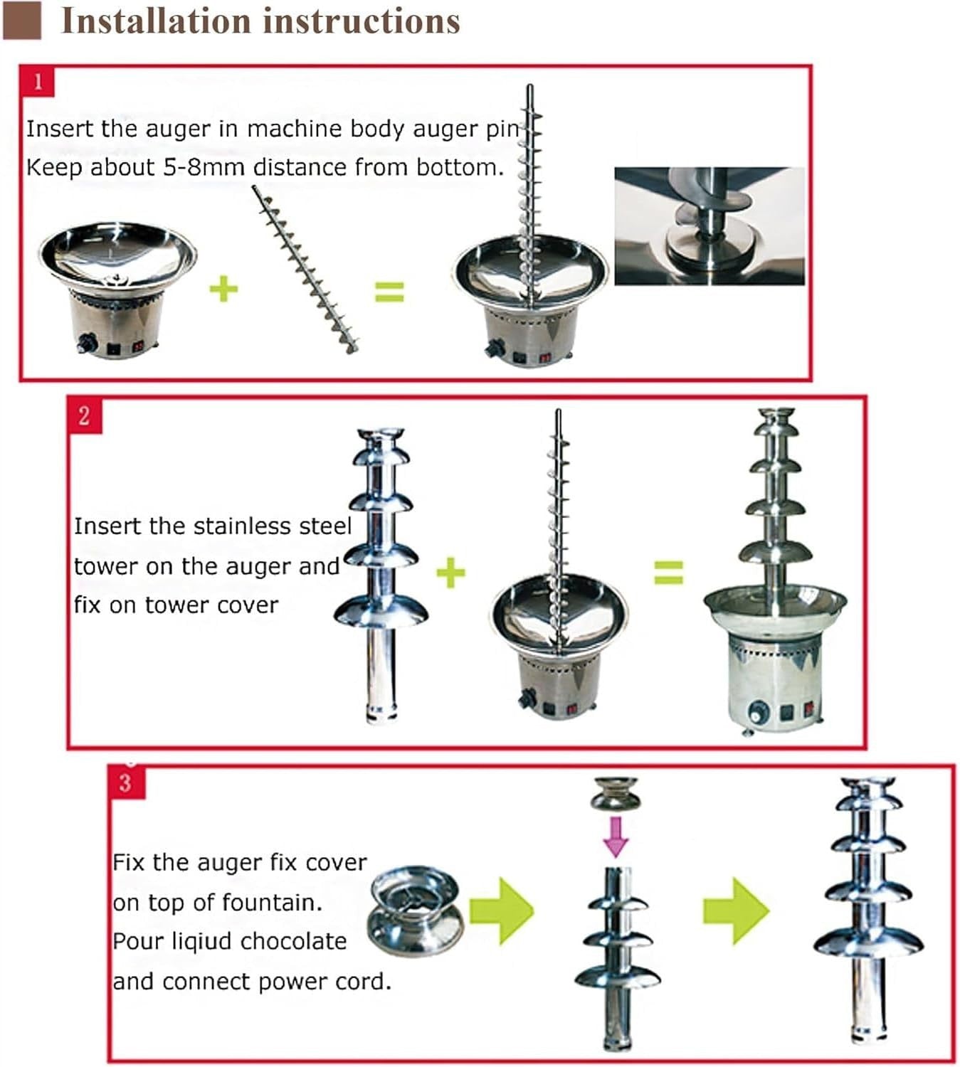 Commercial Chocolate Fountain Machine Stainless Steel Fondue Tower
