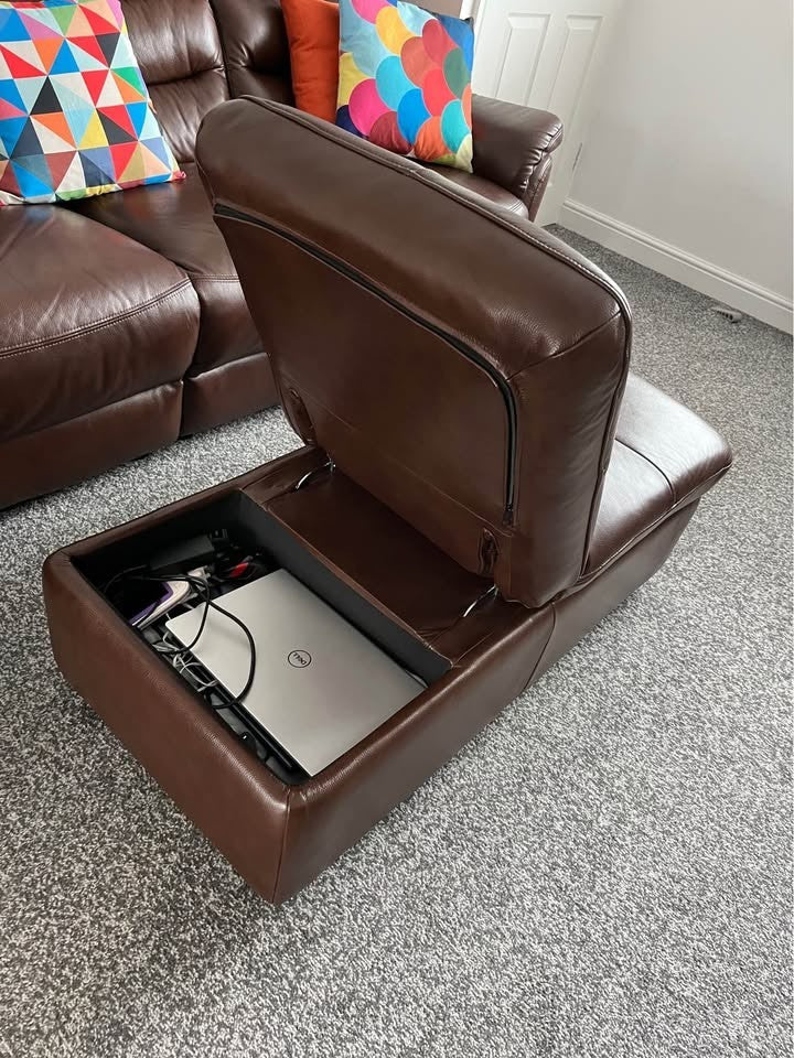 Chocolate Brown Modular Leather Corner Sofa (PTP)